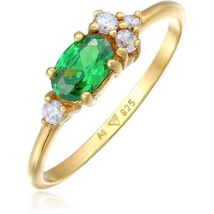 Elli Dames Ring Dames Verlovingsring Extravagant Groen met Zirkonia Kristallen in 925 Sterling Zilver