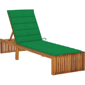 vidaXL - Ligbed - met - kussen - massief - acaciahout
