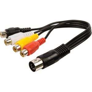 Valueline Adapter kabel DIN 5pins mannelijk - 2x 2RCA vrouwelijk - 0,20 meter