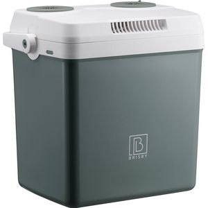 Brisby 25 Liter Elektrische Koelbox, Frigobox Deluxe met 12V, 220/230 Volt Aansluiting voor Auto en Camping – AC/DC - Coolbox - Divider en Deksel vergrendelstand - GROEN