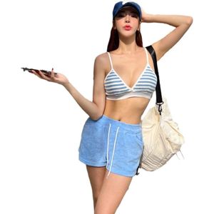 Blue Breeze Bikini Set - Gestreepte Bralette met Comfortabele Shorts - Festival - Strand - Zomer - Beach