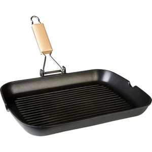 Grillpan voor inductie golvend 34 x 24 cm anti-aanbaklaag PFOA-vrij - geschikt voor gas en glaskeramiek