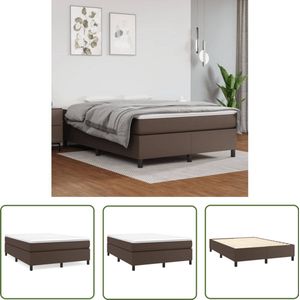 vidaXL Bedframe - Kunstleer - Bruin - 140x200 cm Boxspring Frame - Bruine Bedbank - Tweepersoons Bed - Kunstleder Bed - Slaapcomfort