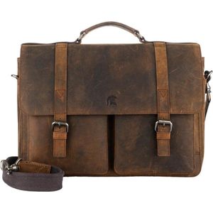 Pylos59 Laptoptas / Werktas - 15.6 inch - Leer - Hunter - Bruin