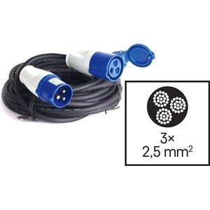 CEE Camping Verlengsnoer - 10 Meter - 3 x 2,5 mm² - H07RNG - IP44 - Topkwaliteit verlengkabel voor kamperen/camper/caravan/vouwwagen