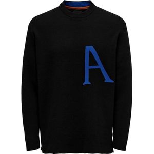 Only & Sons-Trui heren- logo- maat M- Zwart- oversized