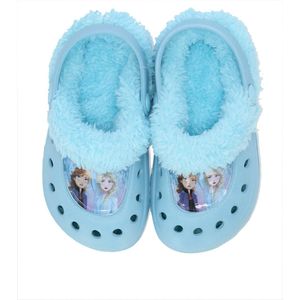 Frozen klompen - fleece - Elsa - Anna - strandklompen - strandslippers - kinderklompen - slippers - instappers - blauw - maat 29/30