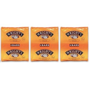 Wright's Traditionele Zeep Met Teer - Teer Zeep - Verzachtend - Reinigend - Antiseptische Traditionele Zeep Met Koolteer Geur - 3x4x100G
