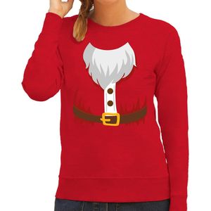 Kerstkostuum Kerstman verkleed sweater - rood - dames - Kerstkostuum trui / Kerst outfit XS