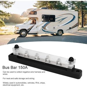 Busbar met Schroefaansluiting Messing Bord M6 150A Eenvoudige Installatie Stroomverdeelblok voor auto's (Zwart) UHEG7XS4NT-11