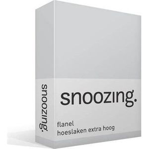 Snoozing - Flanel - Extra Hoog - Hoeslaken - Lits-jumeaux - 180x200 cm - Grijs