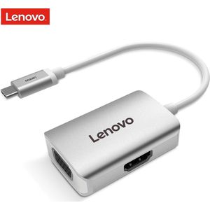 Lenovo USB-C Hub 4K HDMI en VGA - Aluminium - Zilver