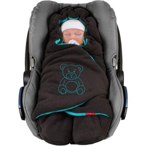 winterdeken voor baby‘s met beerapplicatie, universeel voor babyzitje, autostoel, bijvoorbeeld voor Maxi-Cosi, kinderwagen, buggy of babybed