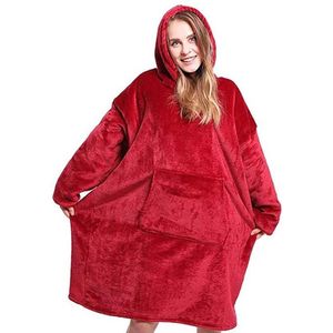 Oversized Hoodie Deken - Rood - Hoodie Blanket - Heren en Dames - Hoodie - Huggle Hoodie - Fleece Deken - Unisex - Met Capuchon