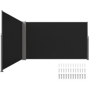 VEVOR Patio Windscherm Rolgordijn, Zijluifel, 180 x 600 cm, Uitschuifbaar, Zwart, voor Terrassen en Tuinen