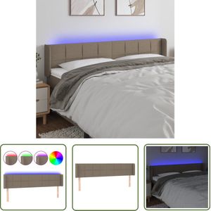 The Living Store Hoofdbord LED 183x16x78/88 cm stof taupe - Hoofd Bord Led - Hoofdbord Met Verlichting - Bedhoofdbord - Slaapkamersdecoratie - Taupecouture