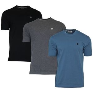 3-Pack Donnay - T-shirt (Vince) - Sportshirt - Heren - Black/Charcoal/Denim blue (708) - maat XXL