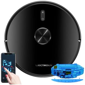 LIECTROUX X6 Robotstofzuiger met Dweilfunctie – 6500Pa Zuigkracht – Laser Navigatie – App- en Spraakbesturing – 2-in-1 Stof- en Waterreservoir – Virtuele Muur Instelling – Geschikt voor Harde Vloeren en Tapijten
