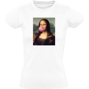 Mona lisa maakt een bel van kauwgom Dames T-shirt - schilderij - hip - kunst - schilder