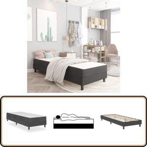 vidaXL Boxspring 100x200 cm - Donkergrijs Stof Boxspring - Boxspring Frame - Slaapcomfort - Tweepersoonsbed - Grijs Bed