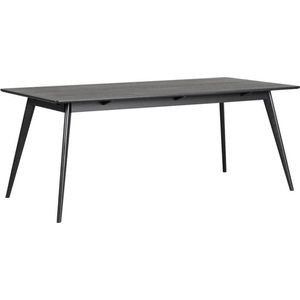 Rowico Home Yumi verlengbare houten eettafel zwart - 190 x 90 cm - Zespersoons - Eikenhout fineer