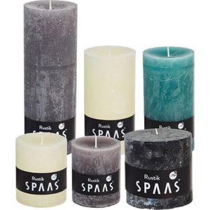 SPAAS Kaarsen - Rustieke Kaarsen Set - Arctic Serenity - Set van 6 Stuks - Geschenkset Stompkaarsen - Voordeelverpakking