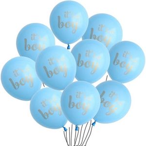 10 genderreveal ballonnen blauw met gouden tekst It's a Boy - ballon - it's a boy - blauw - genderreveal - babyshower - zwanger - geboorte