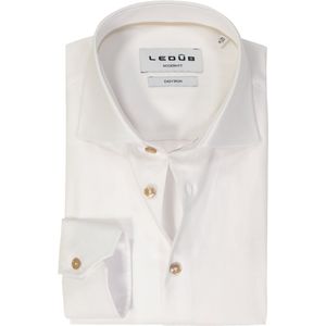 Ledub modern fit overhemd - popeline - wit - Strijkvriendelijk - Boordmaat: 39
