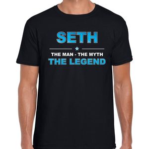 Naam cadeau Seth - The man, The myth the legend t-shirt  zwart voor heren - Cadeau shirt voor o.a verjaardag/ vaderdag/ pensioen/ geslaagd/ bedankt XXL
