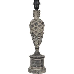 HAES DECO - Lampenvoet - Formaat Ø13x50 cm, kleur Grijs, gemaakt van Hout voor Fitting E27/max 1x60W - Lampvoet, Tafellamp