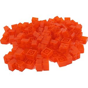 100 Bouwstenen 2x2 | Transparant Oranje | Compatibel met Lego Classic | Keuze uit vele kleuren | SmallBricks