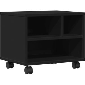 The Living Store Printerkastje met wielen 41x32x34,5 cm zwart - Printerstandaard - Printer Kast - Bureau Organizer - Organisator - Houten Tafel