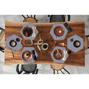 Placemats hexagon - Onderleggers placemats - Placemat zeshoek - Design - Roze - Patronen - 6 stuks