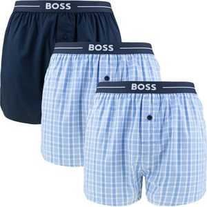 HUGO BOSS boxershorts woven (3-pack) - heren boxers wijd model - blauw - Maat: L