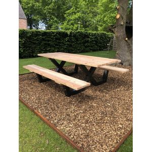 Picknicktafel - 200cm - Stalen x Frame - Douglas - Hoogwaardige kwaliteit