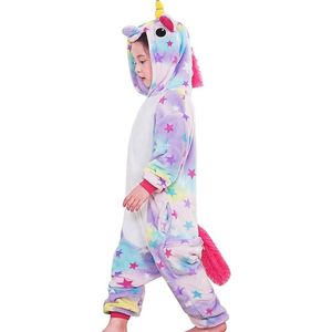 Leuke Dieren Onesie - Sterren Eenhoorn - Maat 125(138-146CM) - Pyjama - Jumpsuit - Kostuums - Pyjama's - Nachtkleding - Themafeest - Verkleedkleding - Carnavalskleding - Dames - Heren- Kinderen - Halloween