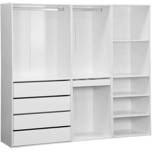 sweeek - Modulaire kledingkastset met 3 elementen, planken, laden, hanggedeelte, broekhouder, 200 x 45 x 180 cm