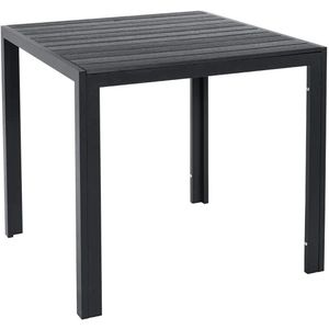 Tuintafel - Klaptafel - Picknicktafel - Balkontafel - AntiSlip - Campingtafel - 75x75cm - Aluminium + Houtplastic WPC, Eettafel, Bistro Balkon Patio Tafel, Weer- en Hittebestendig - Zwart