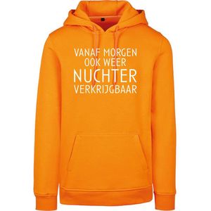 Hoodie Nuchter-Oranje - Wit-XXL