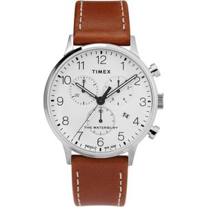 Timex Classic Chrono TW2T28000 Horloge - Leer - Bruin - Ø 40 mm