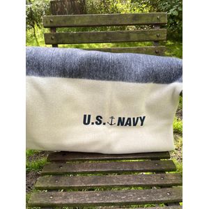 Wollen Deken XXL U.S. NAVY - 152,4cm X 213cm - Warm - Stijlvol + Gratis Draagriem