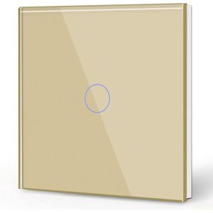 Lichtschakelaar gehard glas paneel met LED-indicator 1 Voudig 1 Weg Aanraakschakelaar Goud Geen Neutrale Draad 500W - Luxe design