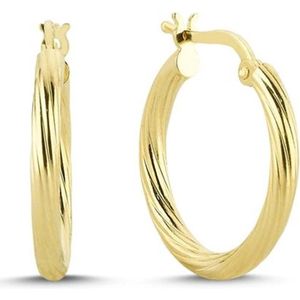 Gouden Wokkel Oorringen 20 mm 2.3 mm 14 karaats