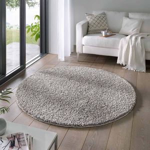 Rond vloerkleed hoogpolig effen Classic - grijs 120 cm rond