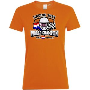 Dames T-shirt helm World Champion Racing 2022 | Max Verstappen / Red Bull Racing / Formule 1 Fan | Wereldkampioen | Oranje | maat XXL