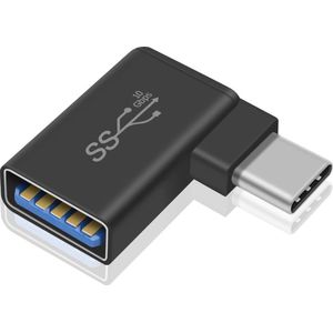NÖRDIC OTG-C14 USB-A 3.1 OTG vrouwtje naar USB-C mannetje adapter - Haakse adapter - 5Gbps - Zwart
