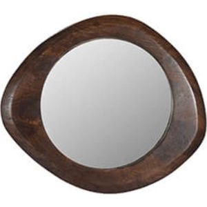 Spiegel - wandspiegel - organische vorm spiegel - walnoot hout - by Mooss - 50 x 45 cm