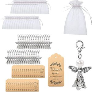 Gastgeschenken doop bruiloft beschermengel sleutelhanger geluksbrenger hoefijzer + organza zakje geschenken communie party souvenir (90)