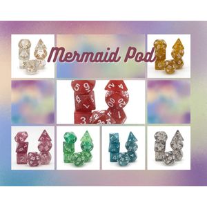 Zeemeerminnen Set - Zeven Polysets Dice | Dobbelstenen - 7 Sets Van 7 Stuks | Voor D&D en Andere Rollenspellen | Plastic Dobbelstenen Sets voor Dungeons and Dragons | Polyhedral Dice Sets | Plus Dice Bags