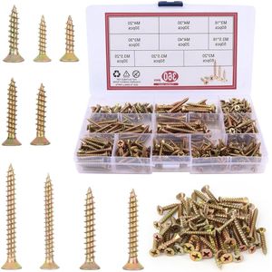 360 Pcs Wood Screws Self Tapping Screws with Countersunk Head and Storage Box for DIY Projects Repair